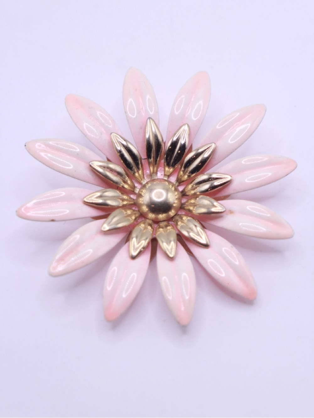 vintage Sarah Coventry "Fashion Petals" pink enamel flower brooch